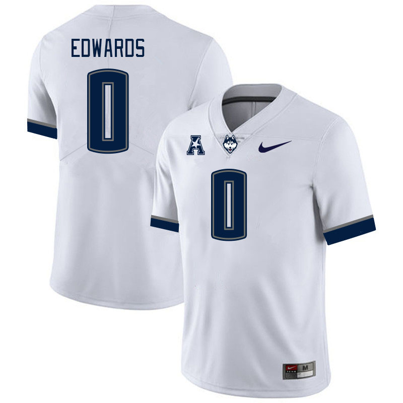 Men #0 Cam Edwards Uconn Huskies College Football Jerseys Stitched-White